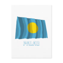 Palau Waving Flag with Name postcards