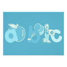 Pale Blue ABC Alphabet Logo for Boys Personalized Invitations