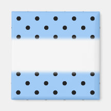 Pale Blue and Black Polka Dot Pattern. Fridge Magnets
