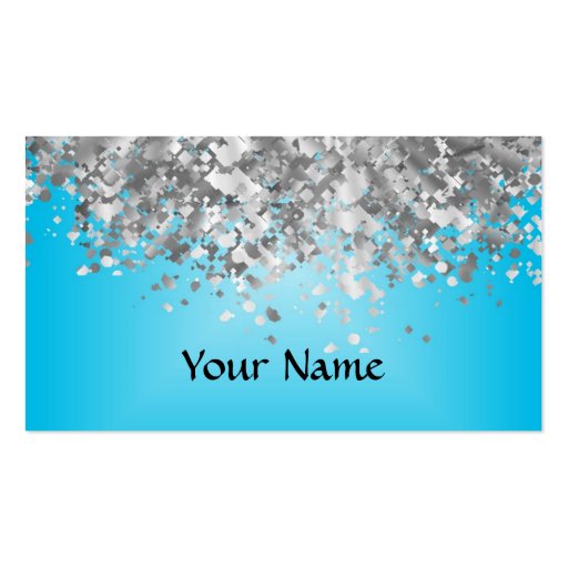 Pale blue and faux glitter business card (front side)