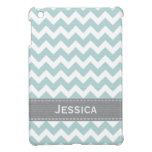 Pale Blue and Gray Chevron Cover For The iPad Mini