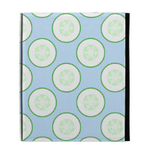Pale Blue and Green Cucumber Pattern. iPad Case