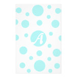 Pale Blue and White Polka Dots Monogram Customized Stationery