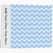 Pale Blue and White Zig zag Stripes. Binders