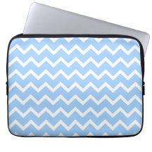 Pale Blue and White Zig zag Stripes. Computer Sleeve