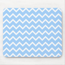 Pale Blue and White Zig zag Stripes. Mouse Pad