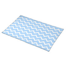 Pale Blue and White Zig zag Stripes. Placemat