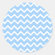 Pale Blue and White Zig zag Stripes. Round Sticker