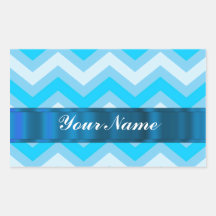 Pale blue chevrons rectangular stickers