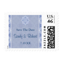 Pale Blue Pattern Wedding, Save The Date Stamps