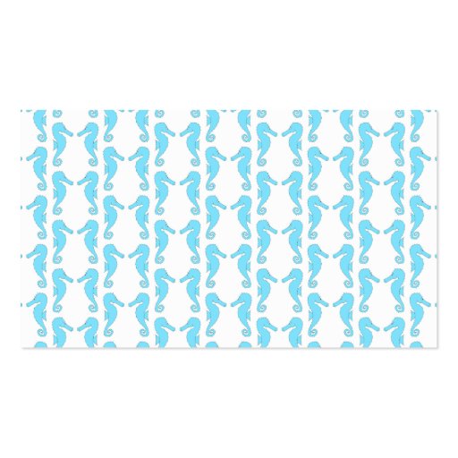 Pale Blue Seahorse Pattern Business Card Template (back side)