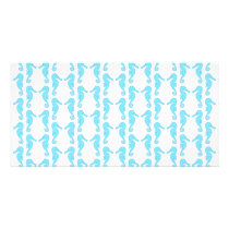 Pale Blue Seahorse Pattern Photo Card Template