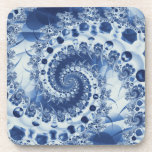 Pale Blue Spiral Shell Fractal Drink Coasters