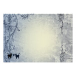 Pale Blue Vintage Shabby Garden Cat flat thank you Invites