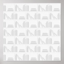 Pale Gray Books on Shelf. Print