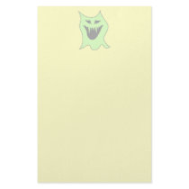 Pale Green and Gray Monster Cartoon Customized Stationery