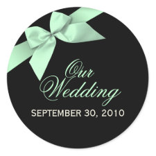 Pale Green Ribbon Save The Date Wedding Announce sticker