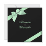 Pale Green Ribbon Wedding Announcement