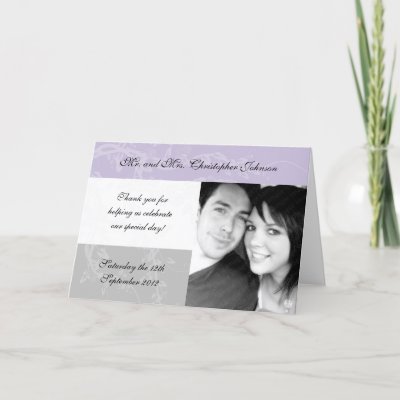 Pale Lilac Purple and Grey Wedding Thank You Cards