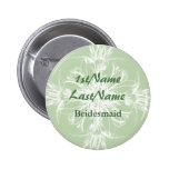 Pale Mint and White Floral ID Badge Button