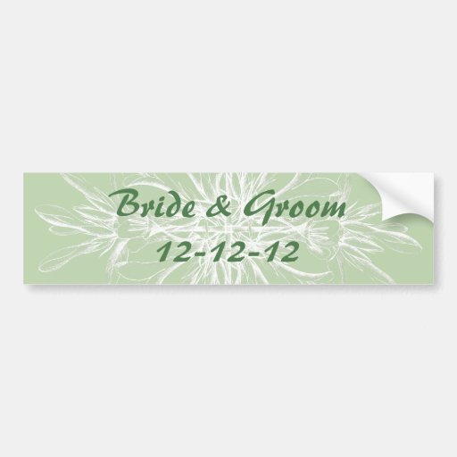 Pale Mint Vintage Floral Wedding Bumper Stickers