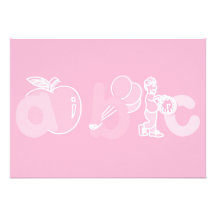 Pale Pink ABC Alphabet Logo for Girls Personalized Announcement