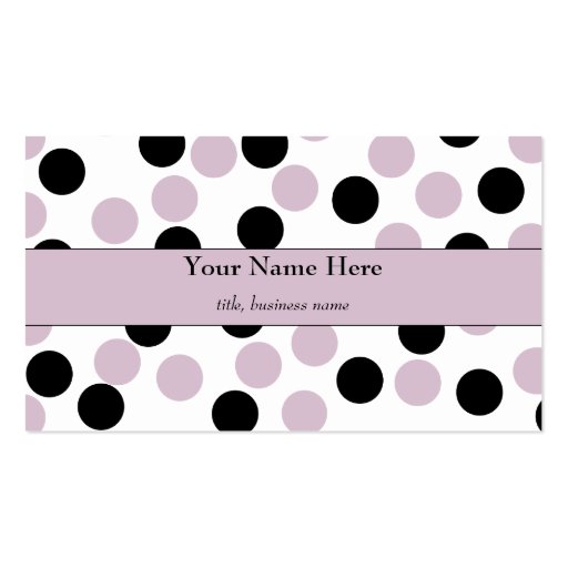 Pale Pink and Black Polka Dot Business Card (front side)