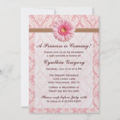 Baby Shower Brown  Pink on Pale Pink And Brown Daisy Baby Shower Invitation From Zazzle Com