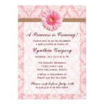 Pale Pink and Brown Daisy Baby Shower Invitation