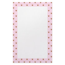 Pale pink and brown heart pattern. customized stationery