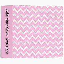Pale Pink and White Zigzag Pattern. 3 Ring Binder