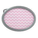 Pale Pink and White Zigzag Pattern. Belt Buckle