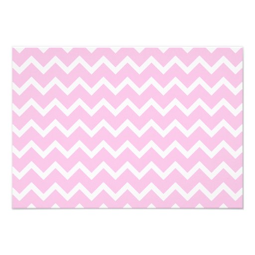 Pale Pink and White Zigzag Pattern. Custom Invitation