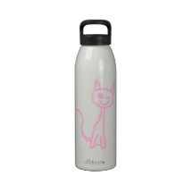 Pale Pink Cat, Winking. Water Bottle