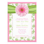Pale Pink Gerbera Green Floral Wedding Invitation
