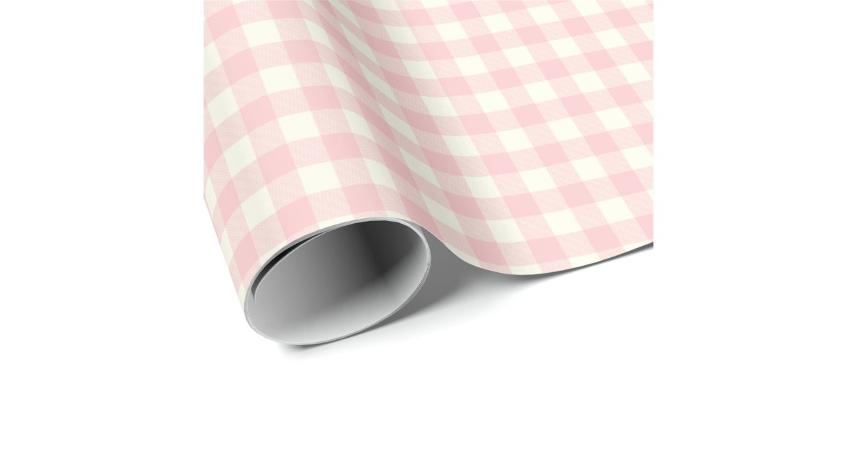 Pale Pink Gingham Wrapping Paper | Zazzle