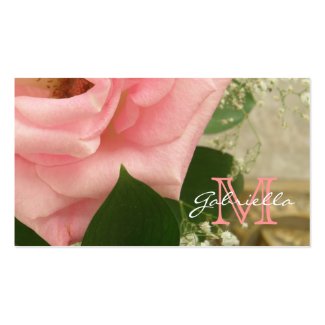 Pale Pink Rose: Monogram Business Cards