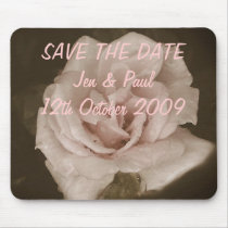 Pale Pink Rose - Save The Date mousepads by Romance_In_Bloom Pale Pink Rose - Save The Date mousepads