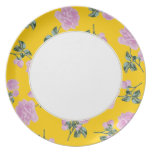 Pale Pink Roses bright yellow & white floral plate plates