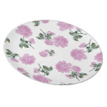 Pale Pink Roses - white flower pattern plate plates