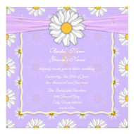 Pale Purple and White Daisy Floral Square Personalized Invitation