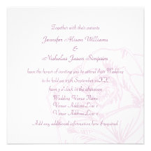 Pale Purple Rose on White Wedding Invitation