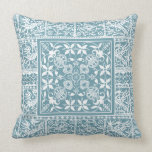 Pale Sea Green Striking Renaissance Lace Pattern pillows