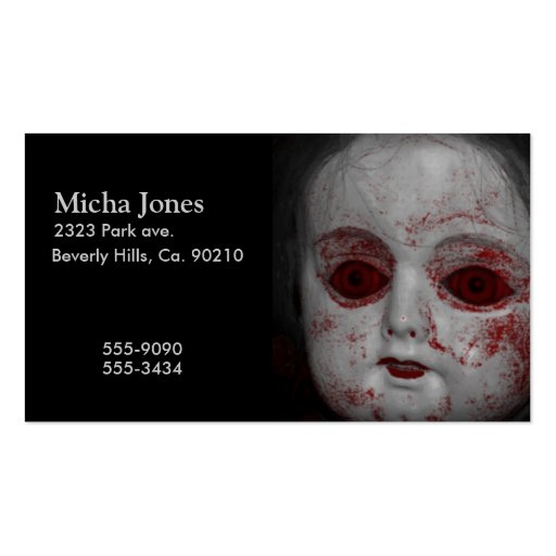 Pale Skin Doll With Blood Red Eyes Business Card Template