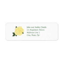 Pale Yellow Rose Return Address Labels