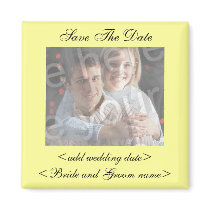 Pale Yellow Save The Date Photo Magnet