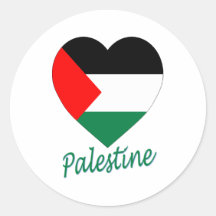 Palestine Flag Heart Round Sticker
