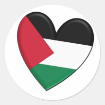 Palestine Heart Flag Round Stickers