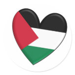 Palestine Heart Flag Round Stickers