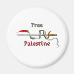 Palestine sword surrounded by the Palestinian flag Magnets